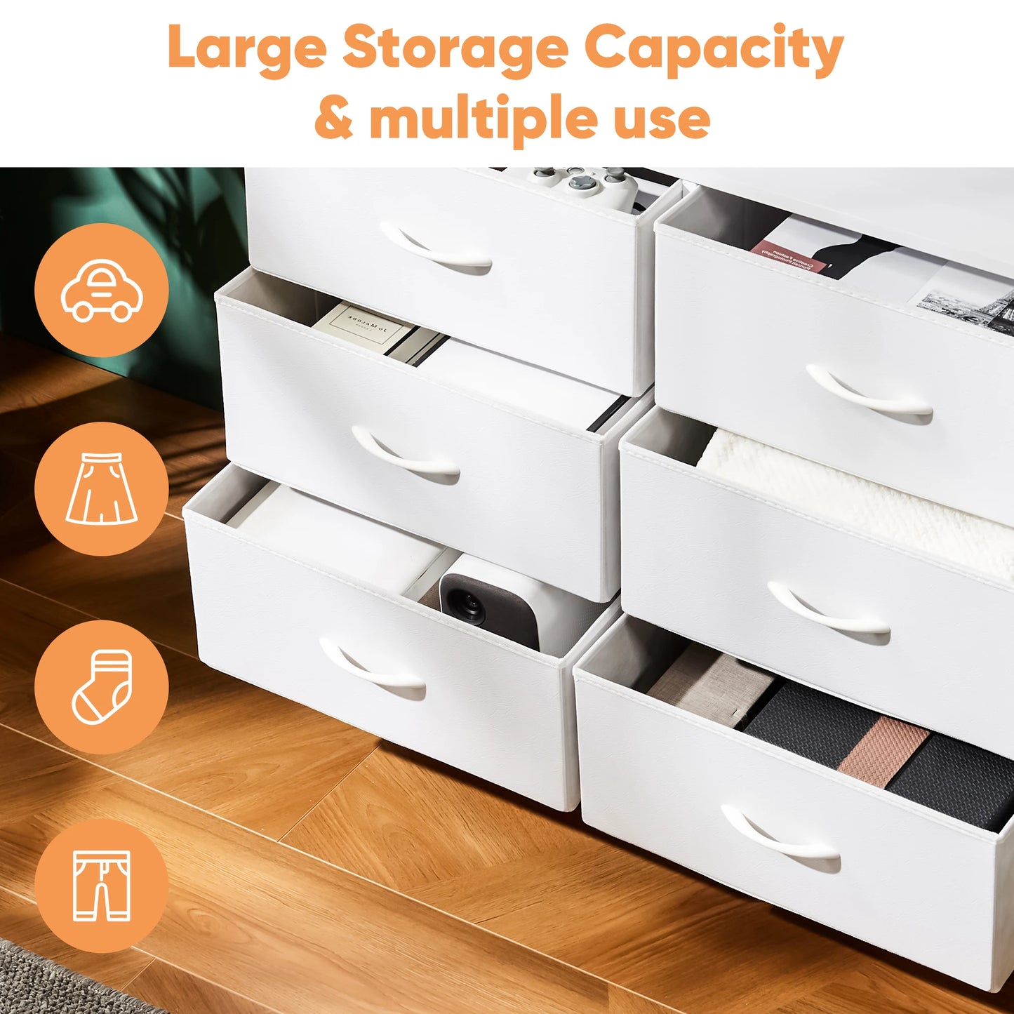 Child's Wardrobe  With 8 Fabric Drawer Storage Steel Frame -Additional colors available