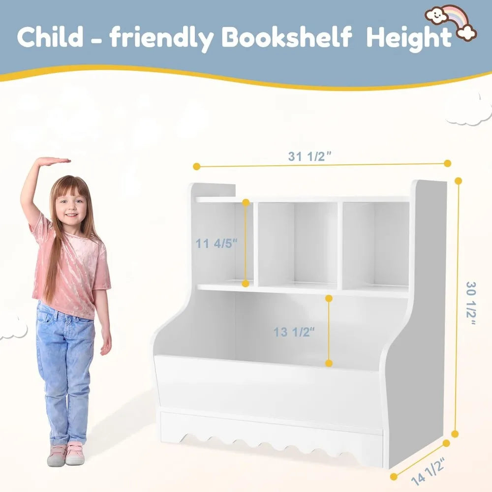 Children's Bookshelf, Toy Storage Organizer, Wooden