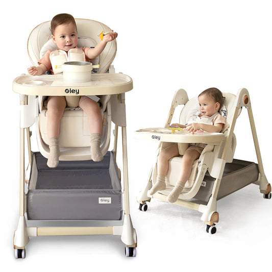 High Chair with Removable Seat and Tray- Adjustable Height for Infant Feeding- Assembly-free