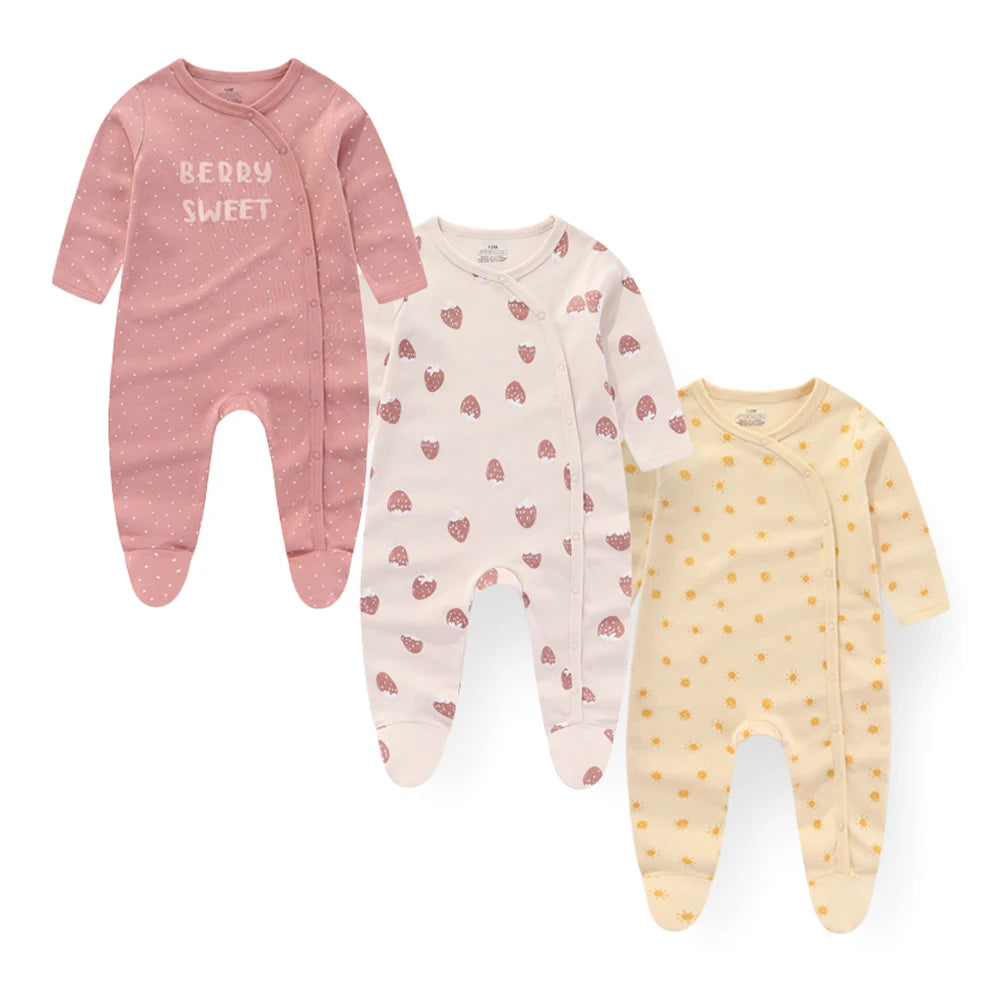 Fashion 3 Pcs Autumn Winter Long Sleeve Casual  Baby Romper 100%Cotton