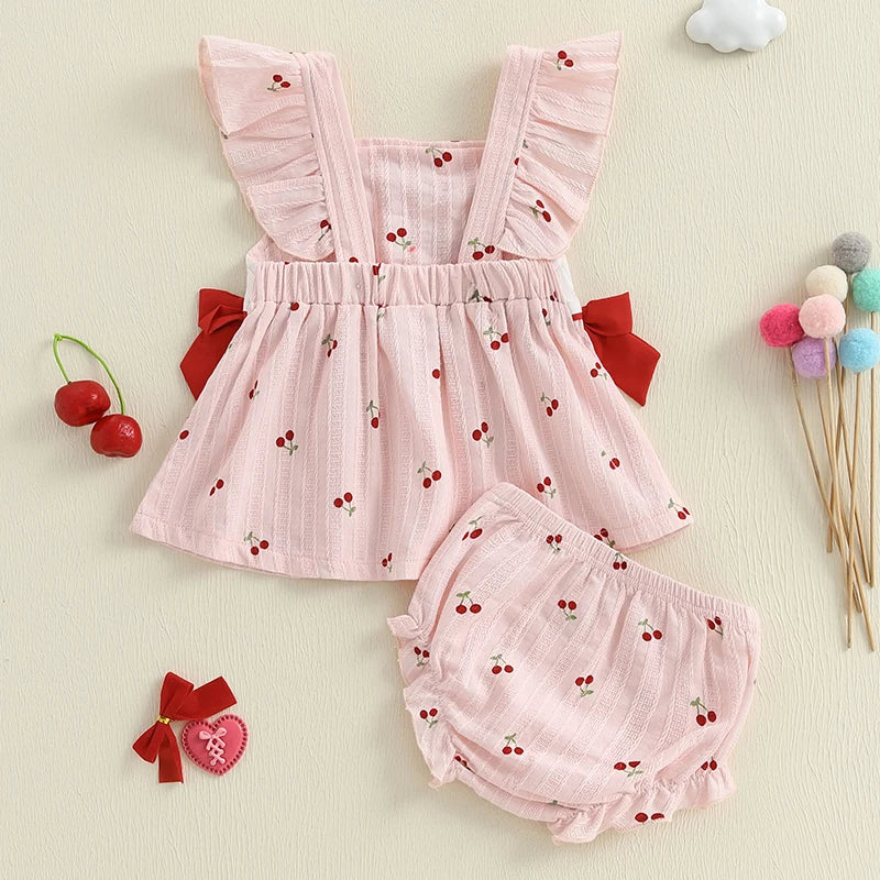 Toddler Girls Floral Ruffle Sleeve Top and Shorts Set