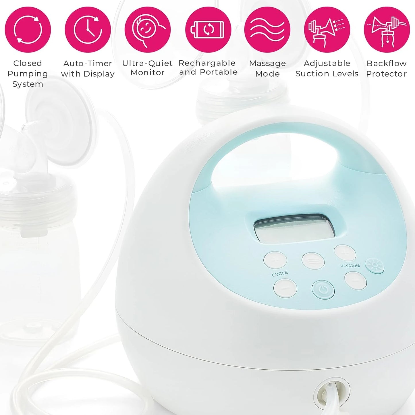 Electric Breast Milk Pump with Tote Bag,  Bottles and Cooler.