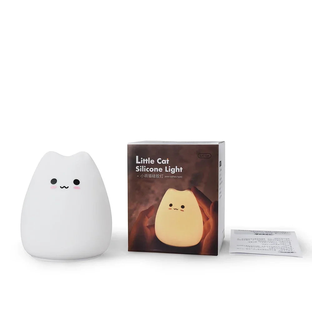 Cat Night Light 7 Colors Silicone Lamp Touch Sensor