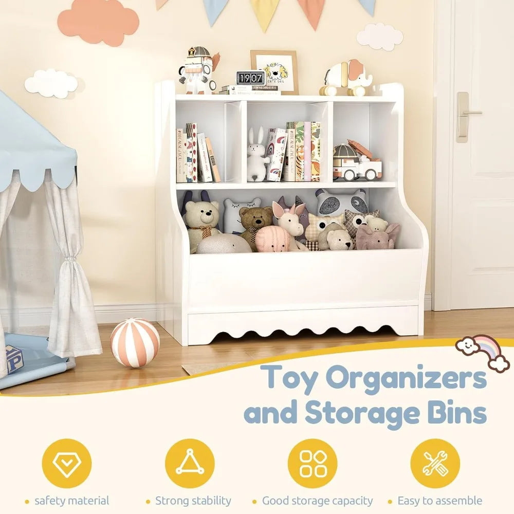 Children's Bookshelf, Toy Storage Organizer, Wooden