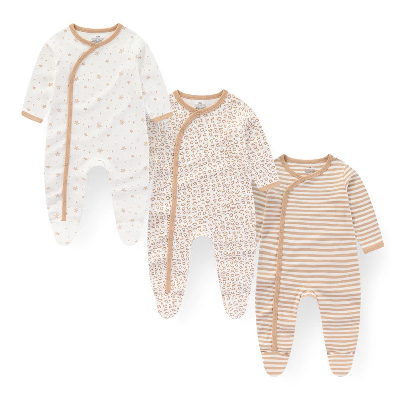 Fashion 3 Pcs Autumn Winter Long Sleeve Casual  Baby Romper 100%Cotton