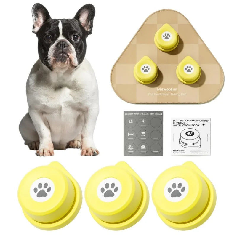 Dog Talking Button Set with Mat Communication  Rechargeable Voice Recording Button 12 Packs