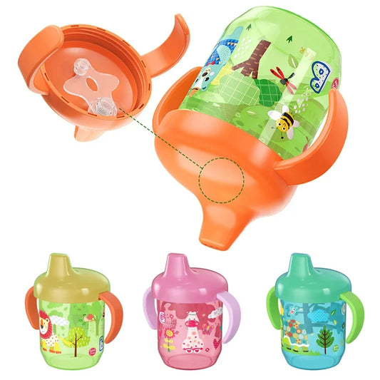Baby Training Drinking Cup with Double Handle Flip Lid BPA Free Leakproof