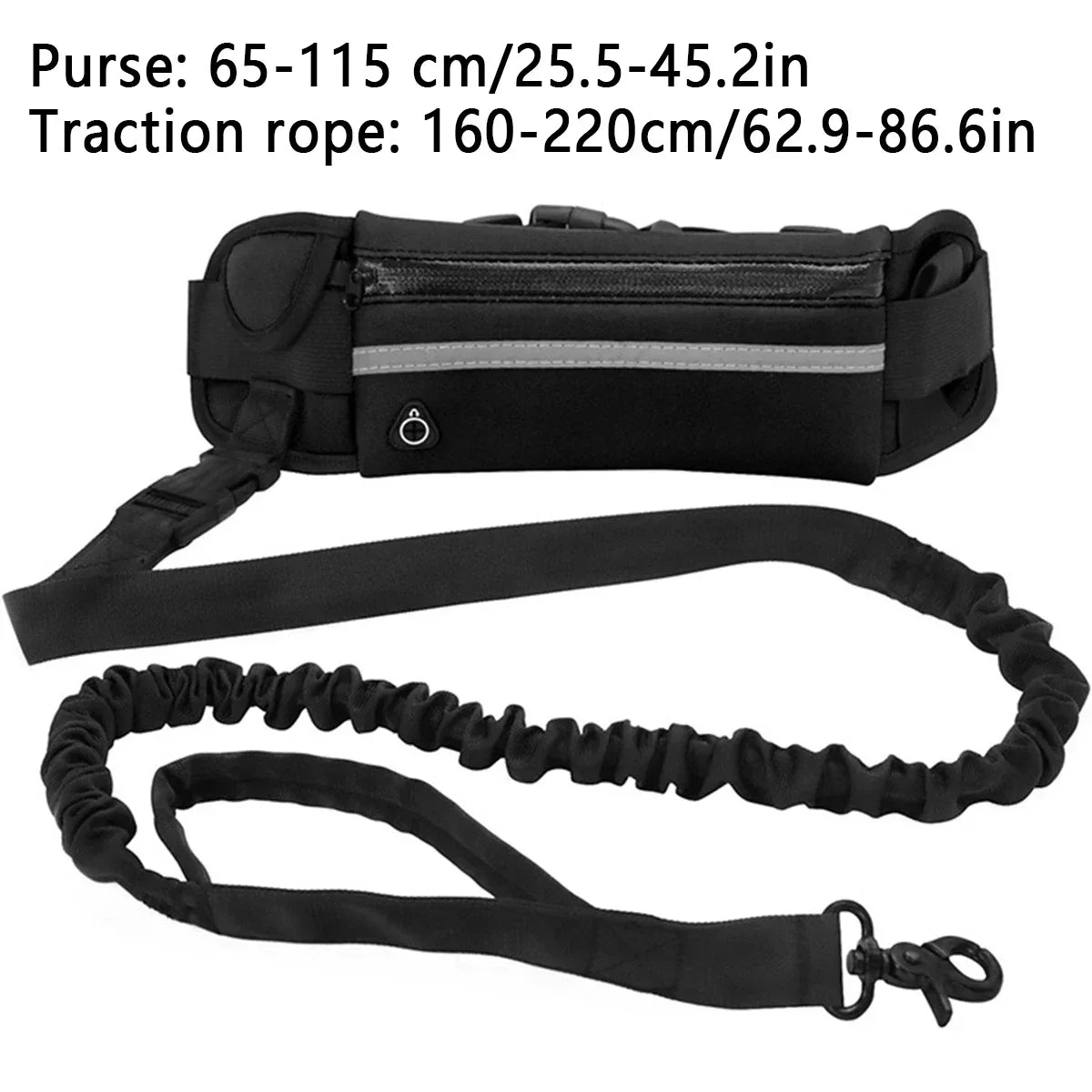 Hands Free Dog Leash for Running Walking Reflective Leash with Waist Bag Retractable Elastic Belt