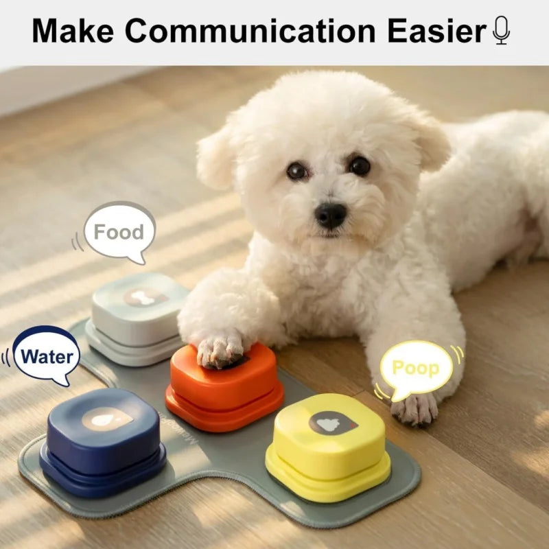Dog Button Talking Pet Communication Vocal Training Toy Bell With Pad and Sticker