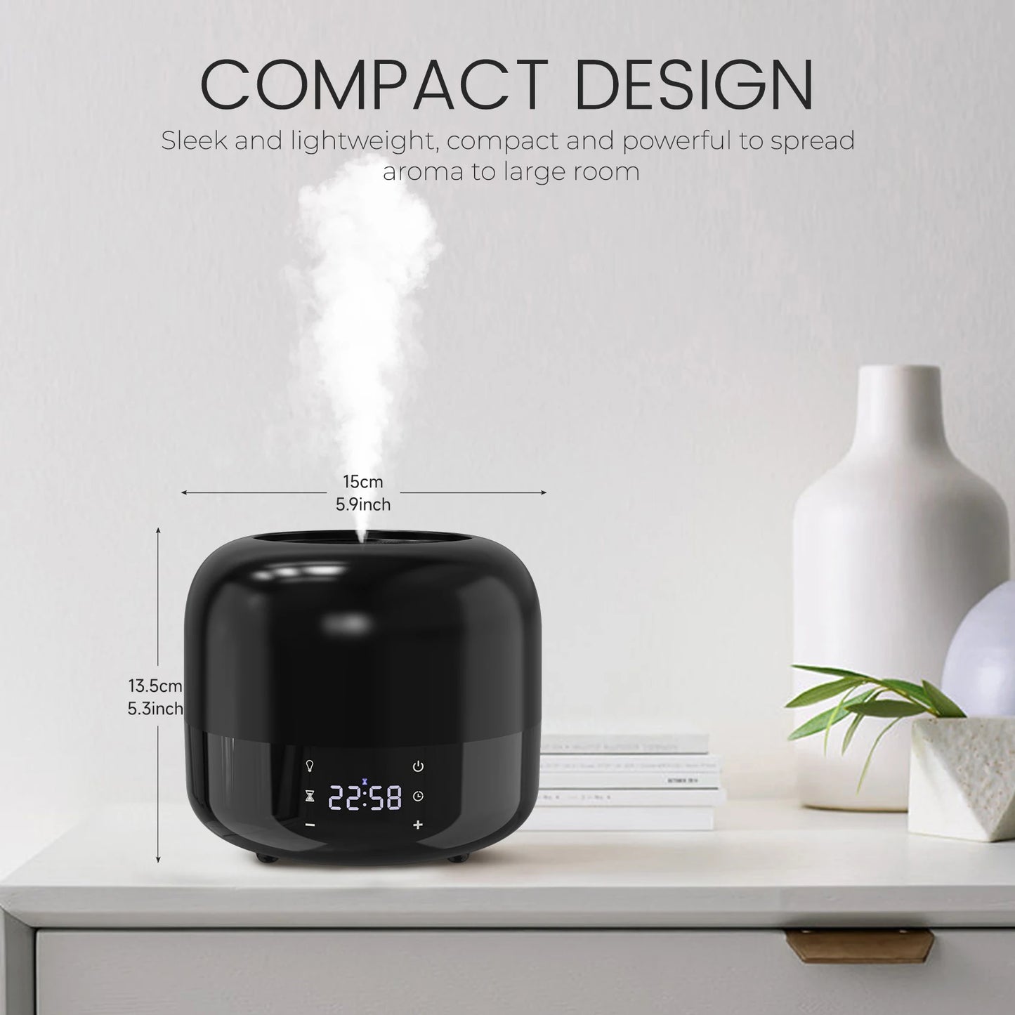 Cool Mist Humidifier  Top Fill, Aroma Diffuser, 1-8 Hour Timer, 7 Atmosphere Lights