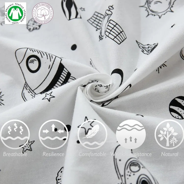 Milky Way Space Galaxy 6-Piece Baby Nursery Crib Bedding Set - Black White Gray Cotton