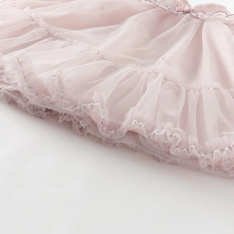 Spring Girl's Dress Mesh Embroidery