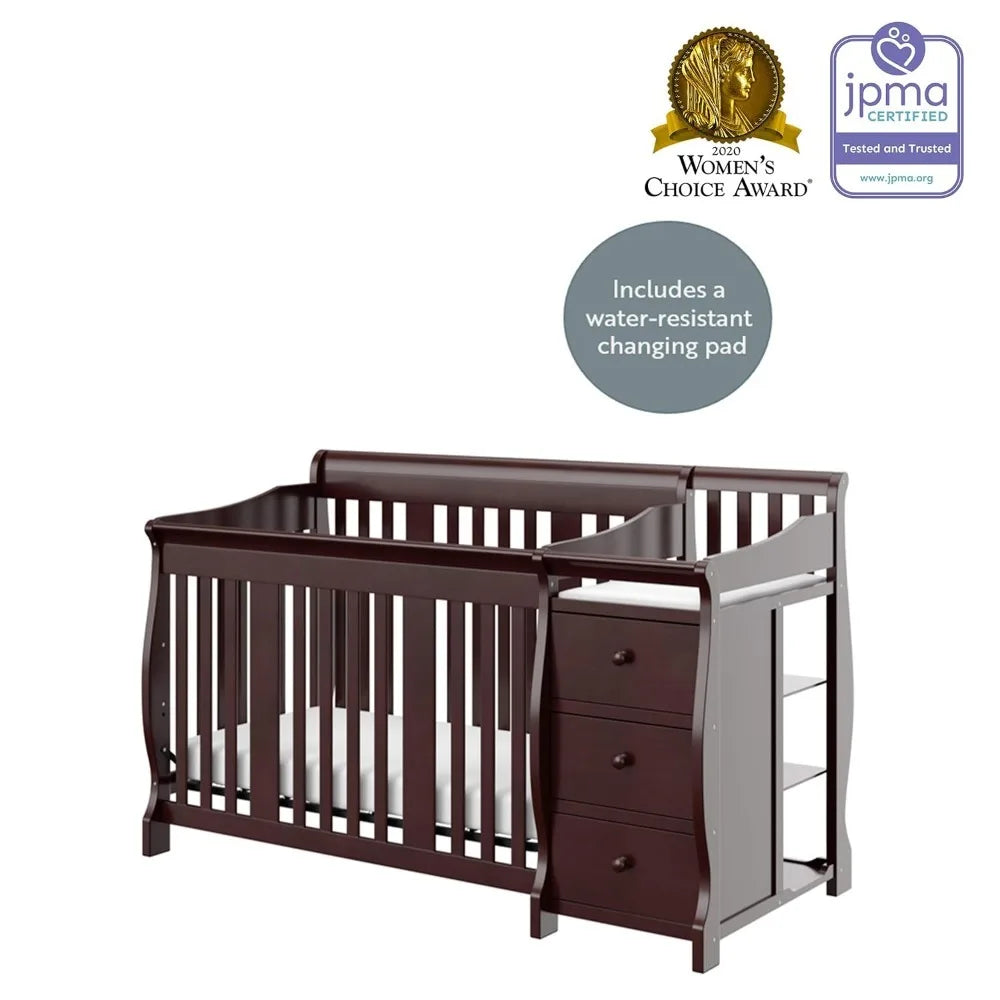 5-in-1 Convertible Crib and Changing -Table  with 3 Drawers (Espresso)- additional colors options