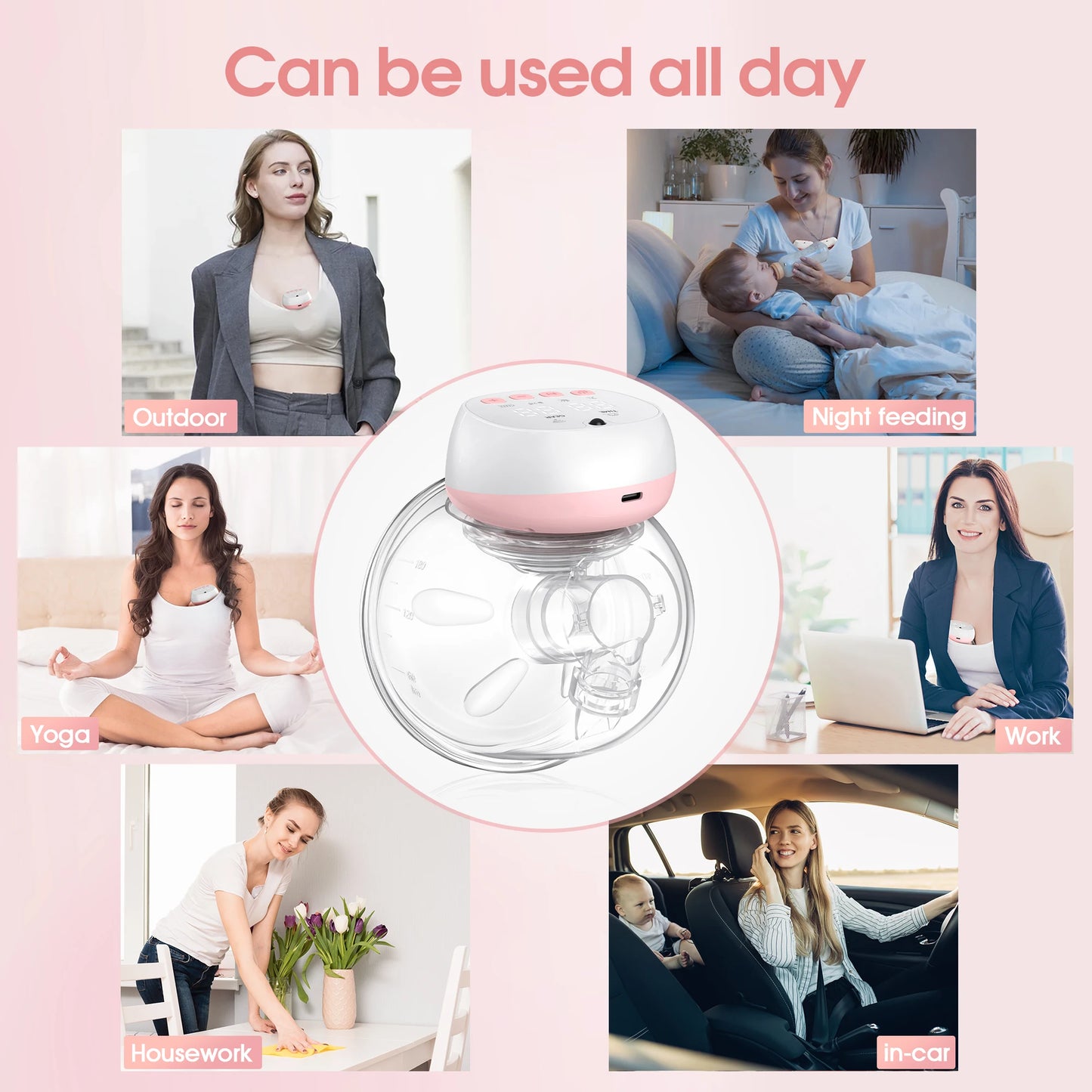 Breast Pump 1200mAh Portable Hands Free  12 Levels 3 Modes Electric Remote Control