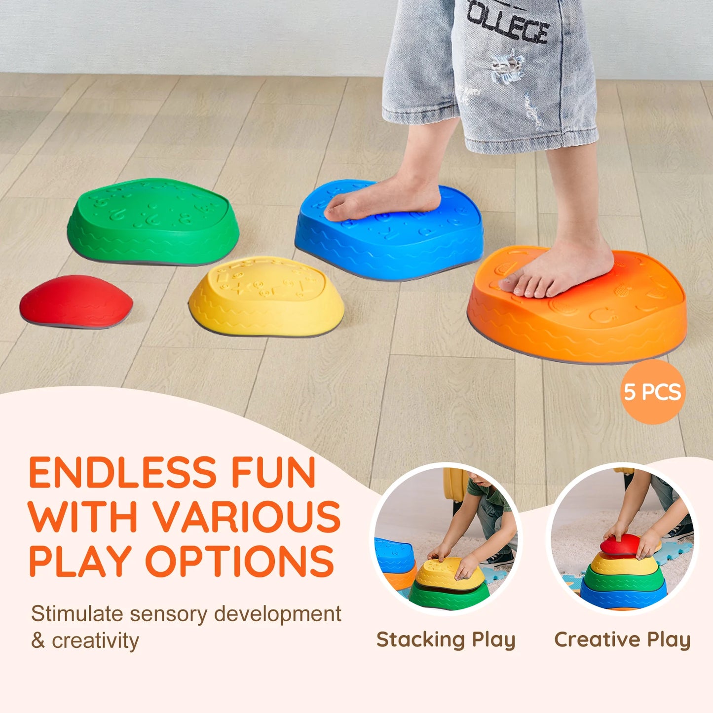 5PCS Balance Stepping Stones  Sensory Training Tactile