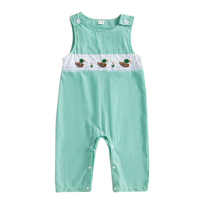 Toddler/ Baby- Duck Overalls  Sleeveless Button Straps Jumpsuit