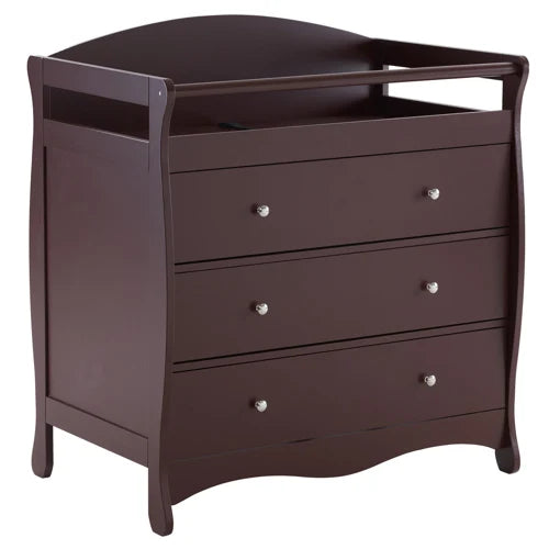 90*58*99cm Wooden Three Drawer Changing Table/Dresser With Safety Belt-Brown