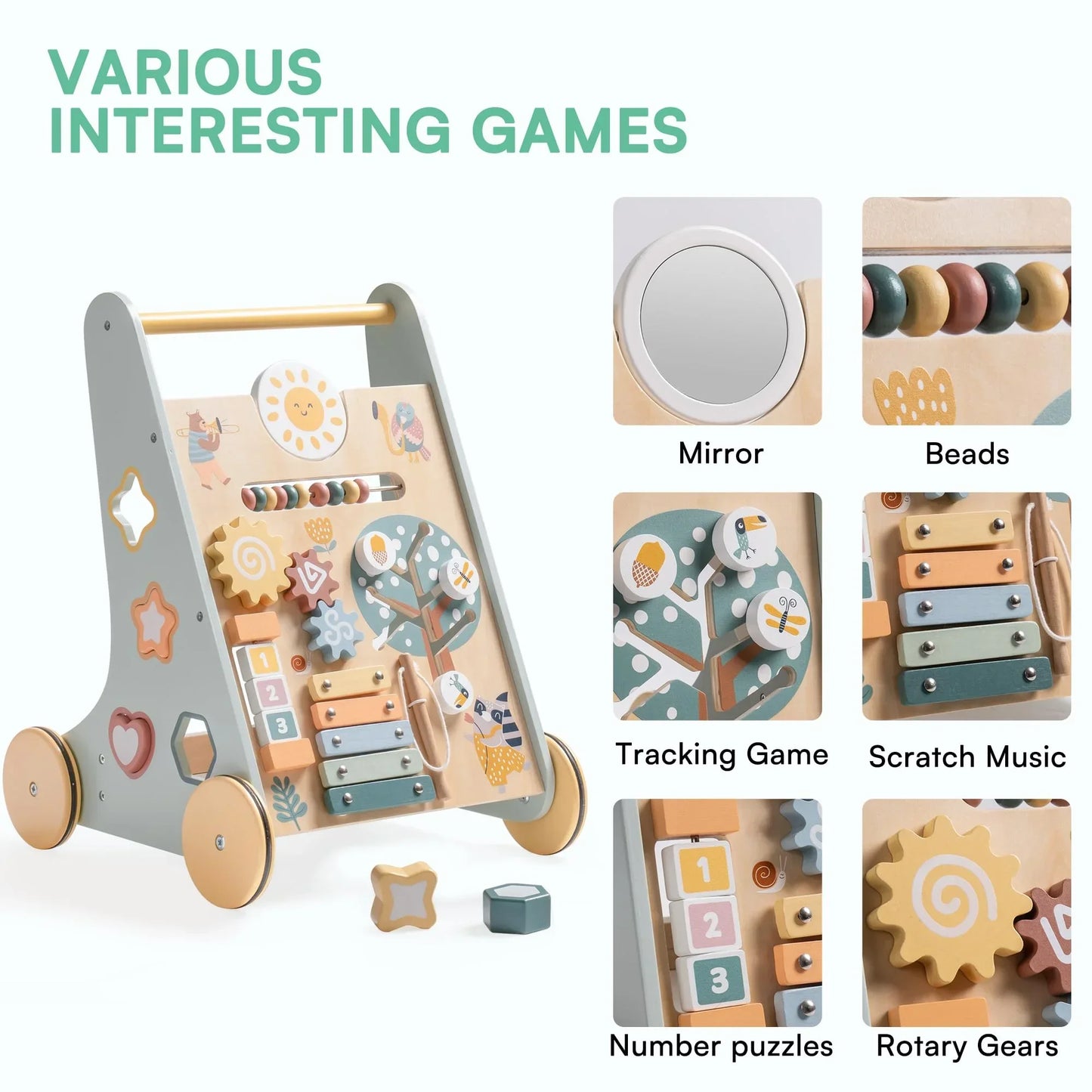 Wooden Baby Walker-Activity Center