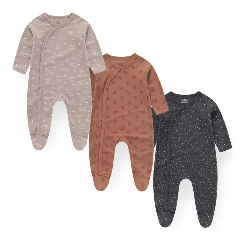 Fashion 3 Pcs Autumn Winter Long Sleeve Casual  Baby Romper 100%Cotton
