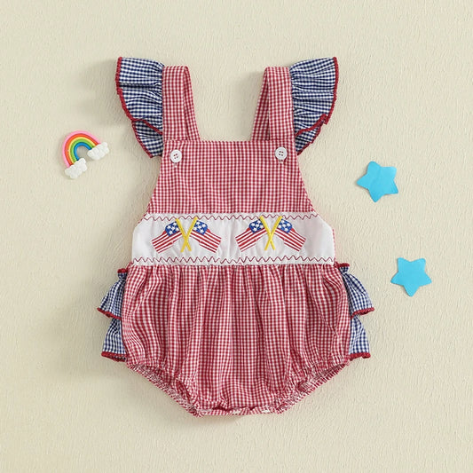 Infant Girls  American Flag Romper