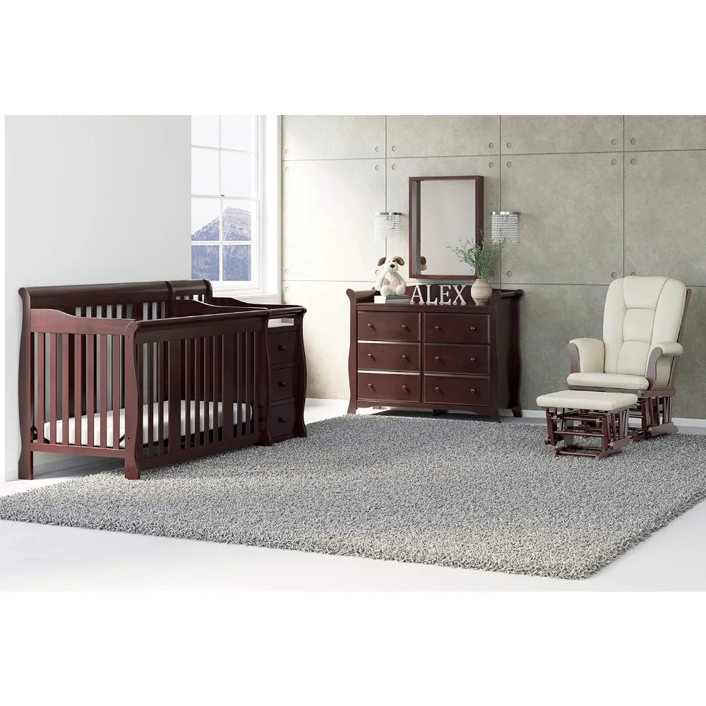 5-in-1 Convertible Crib and Changing -Table  with 3 Drawers (Espresso)- additional colors options