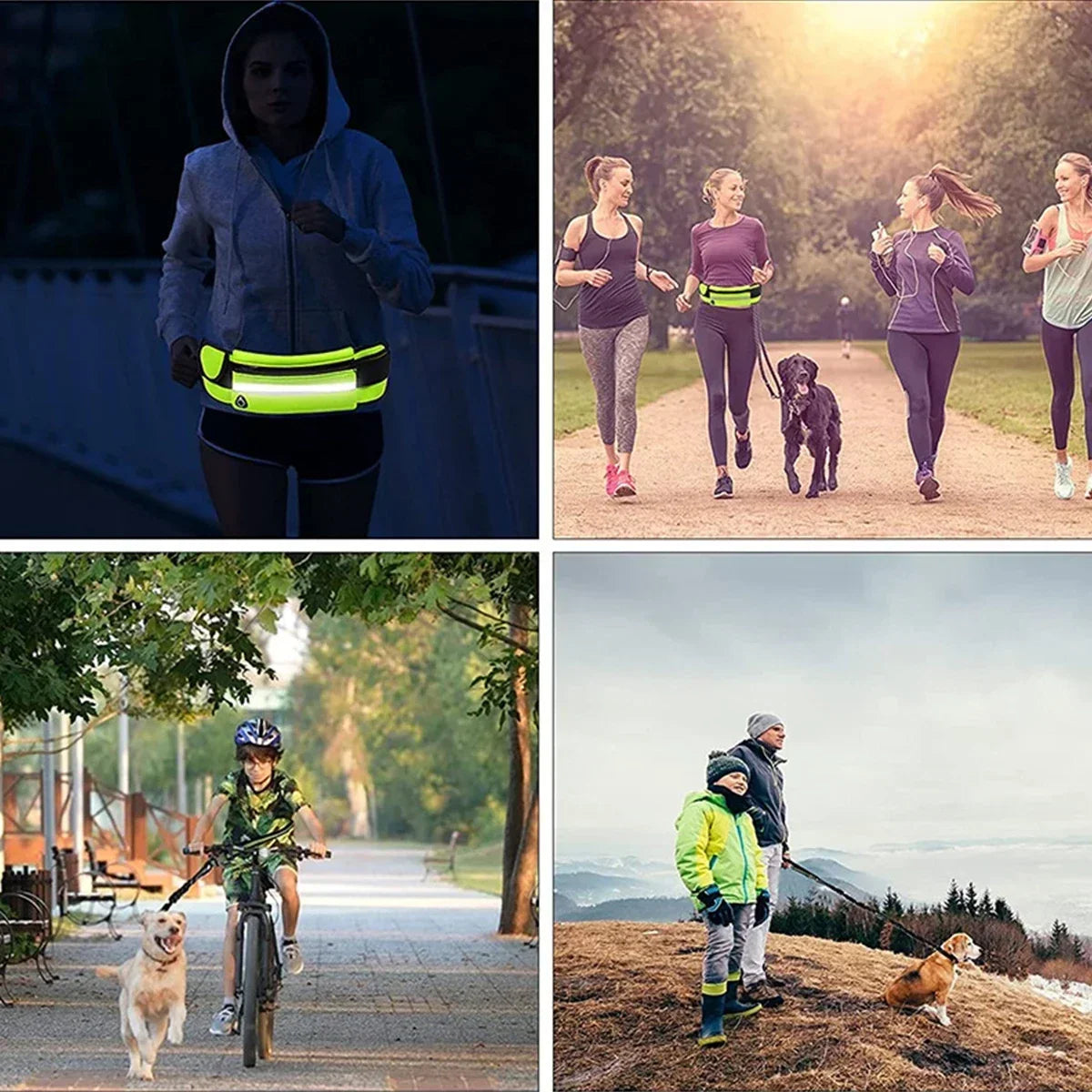 Hands Free Dog Leash for Running Walking Reflective Leash with Waist Bag Retractable Elastic Belt