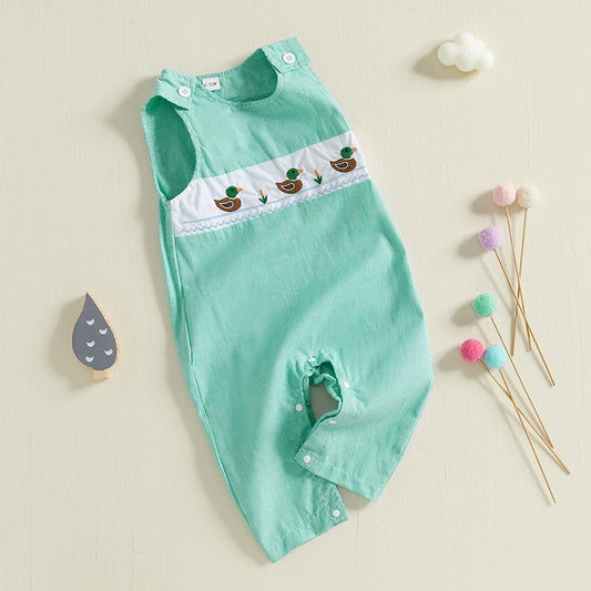 Toddler/ Baby- Duck Overalls  Sleeveless Button Straps Jumpsuit