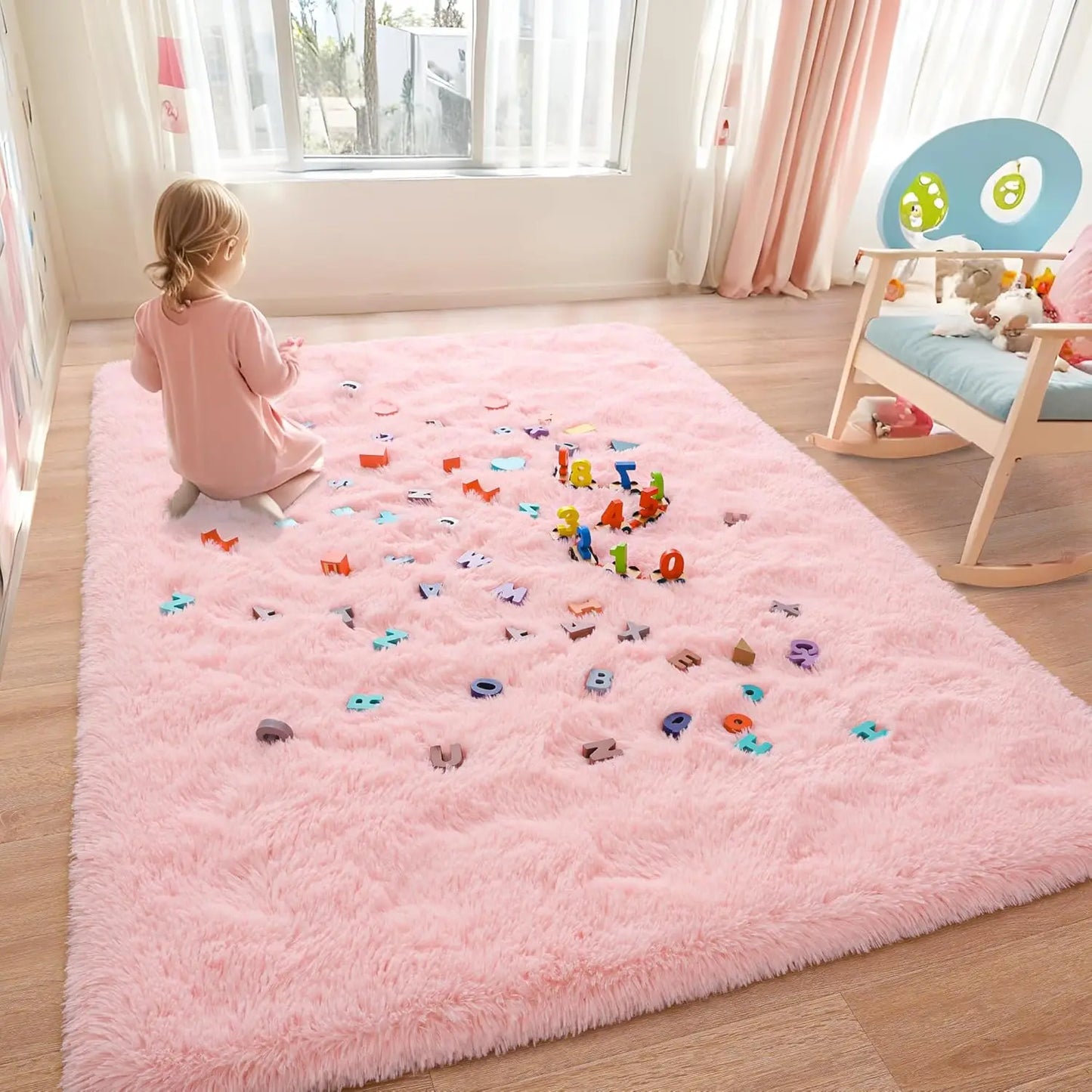 Plush Fluffy Ultra Soft Indoor Area Rug  For Children/ Nursery Rug