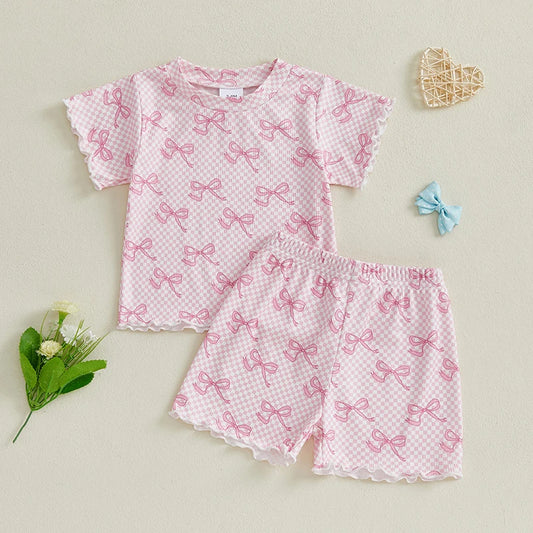 Girl Summer Ensemble Featuring Top and Comfy Elastic Waist Shorts-- size 6mos-4yr