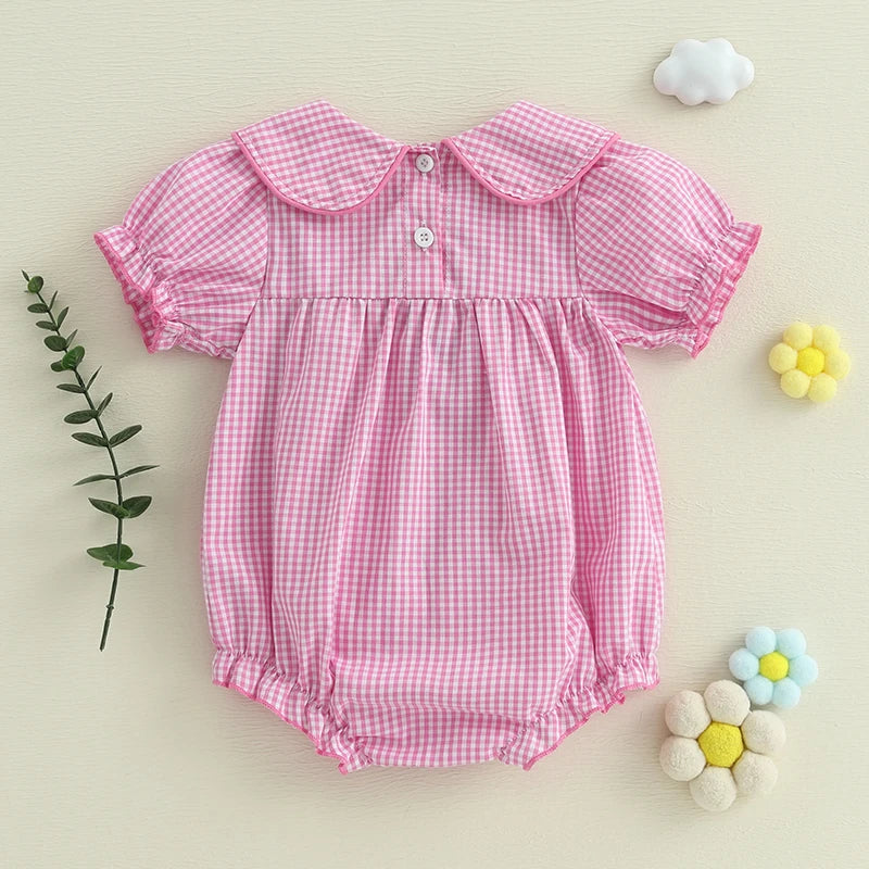 Infant/Toddler Girls Floral Print Ruffle Sleeve Romper with Bowknot Headband   3 colors available