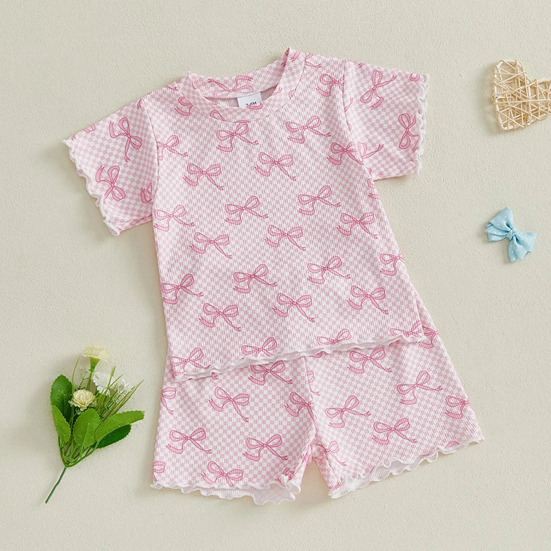 Girl Summer Ensemble Featuring Top and Comfy Elastic Waist Shorts-- size 6mos-4yr