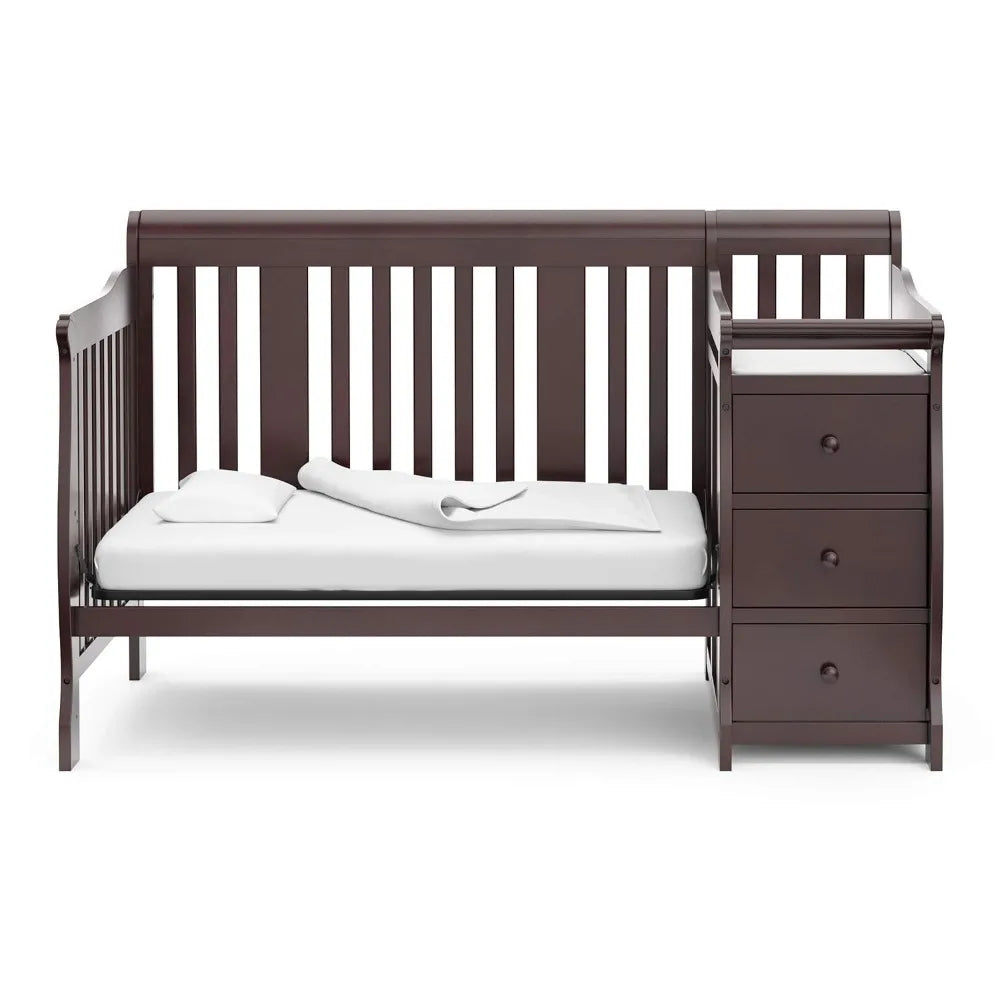 5-in-1 Convertible Crib and Changing -Table  with 3 Drawers (Espresso)- additional colors options