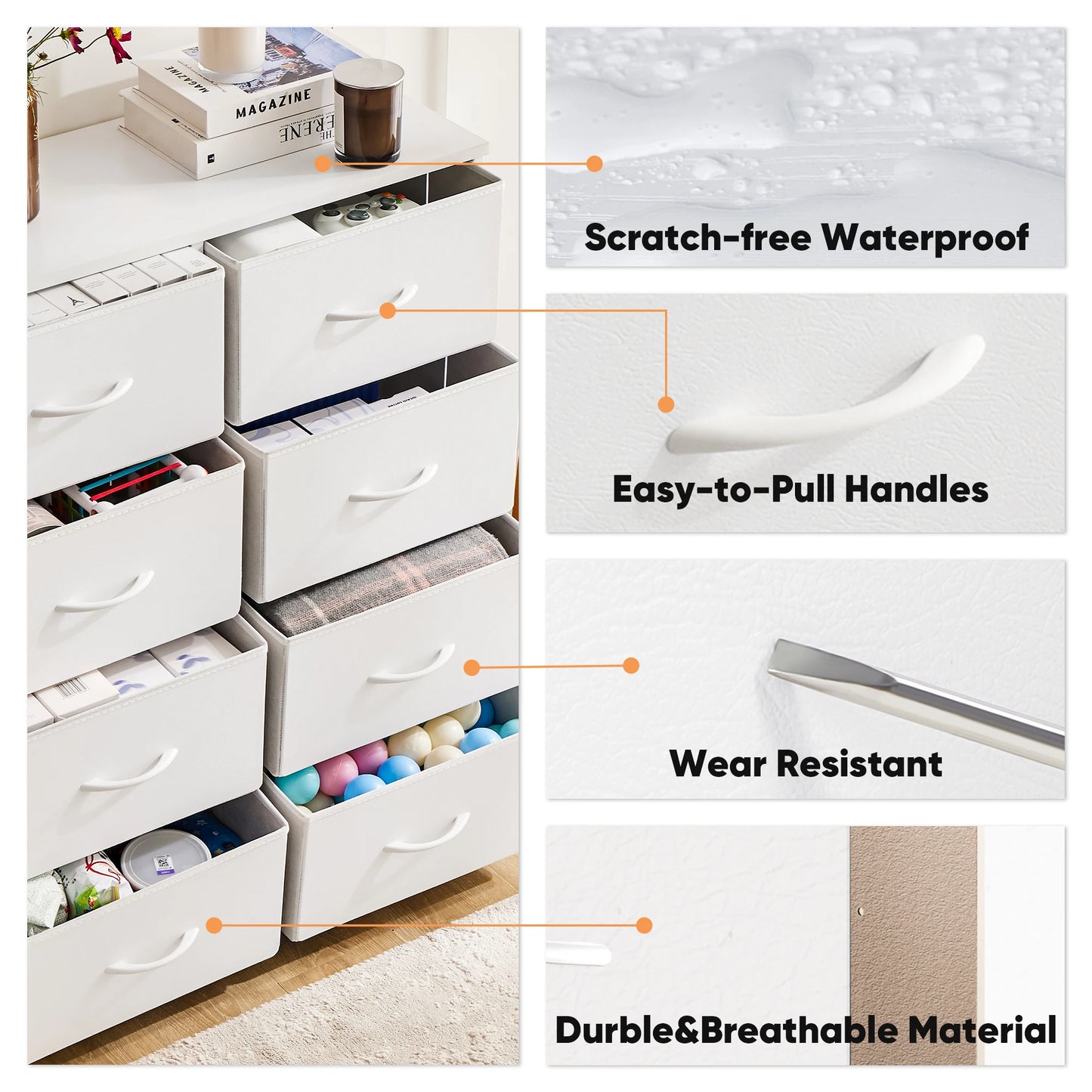 Child's Wardrobe  With 8 Fabric Drawer Storage Steel Frame -Additional colors available
