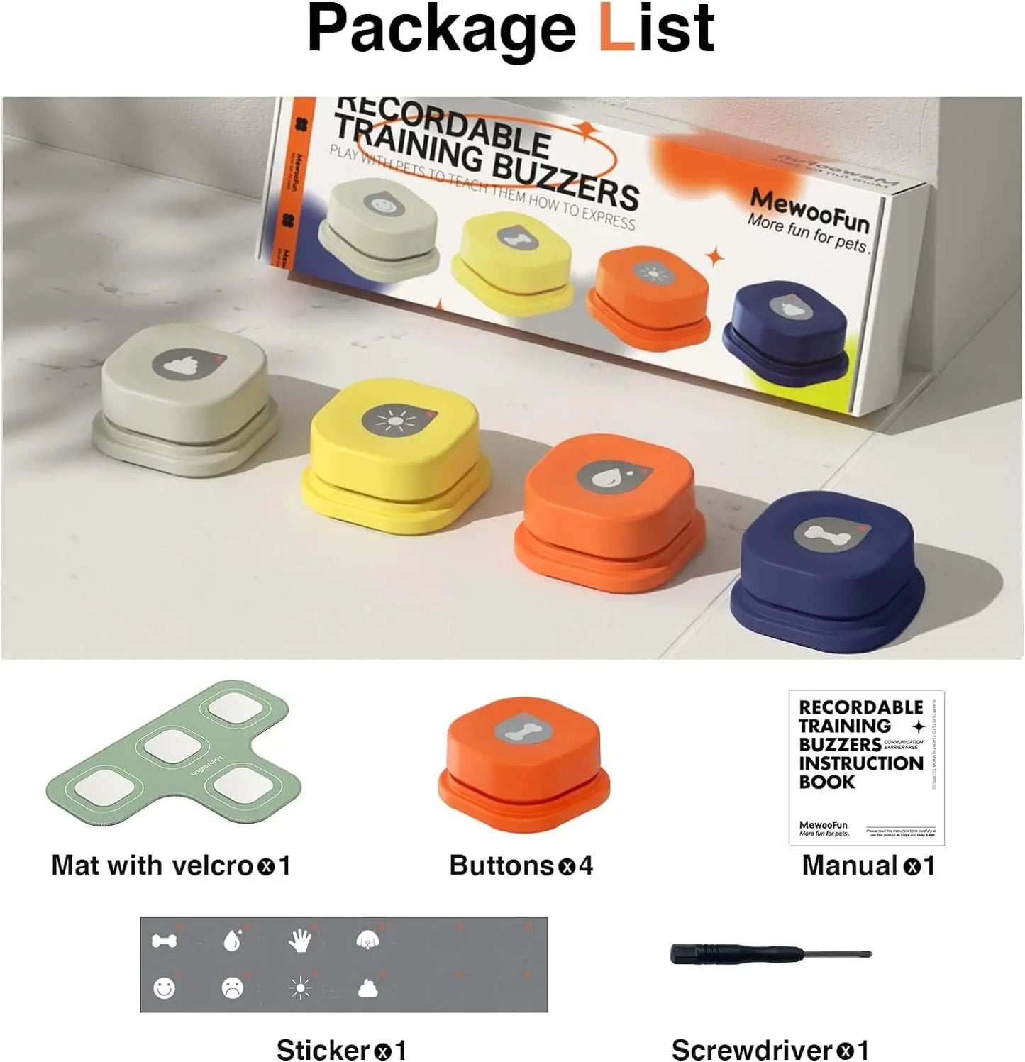 Dog Button Talking Pet Communication Vocal Training Toy Bell With Pad and Sticker